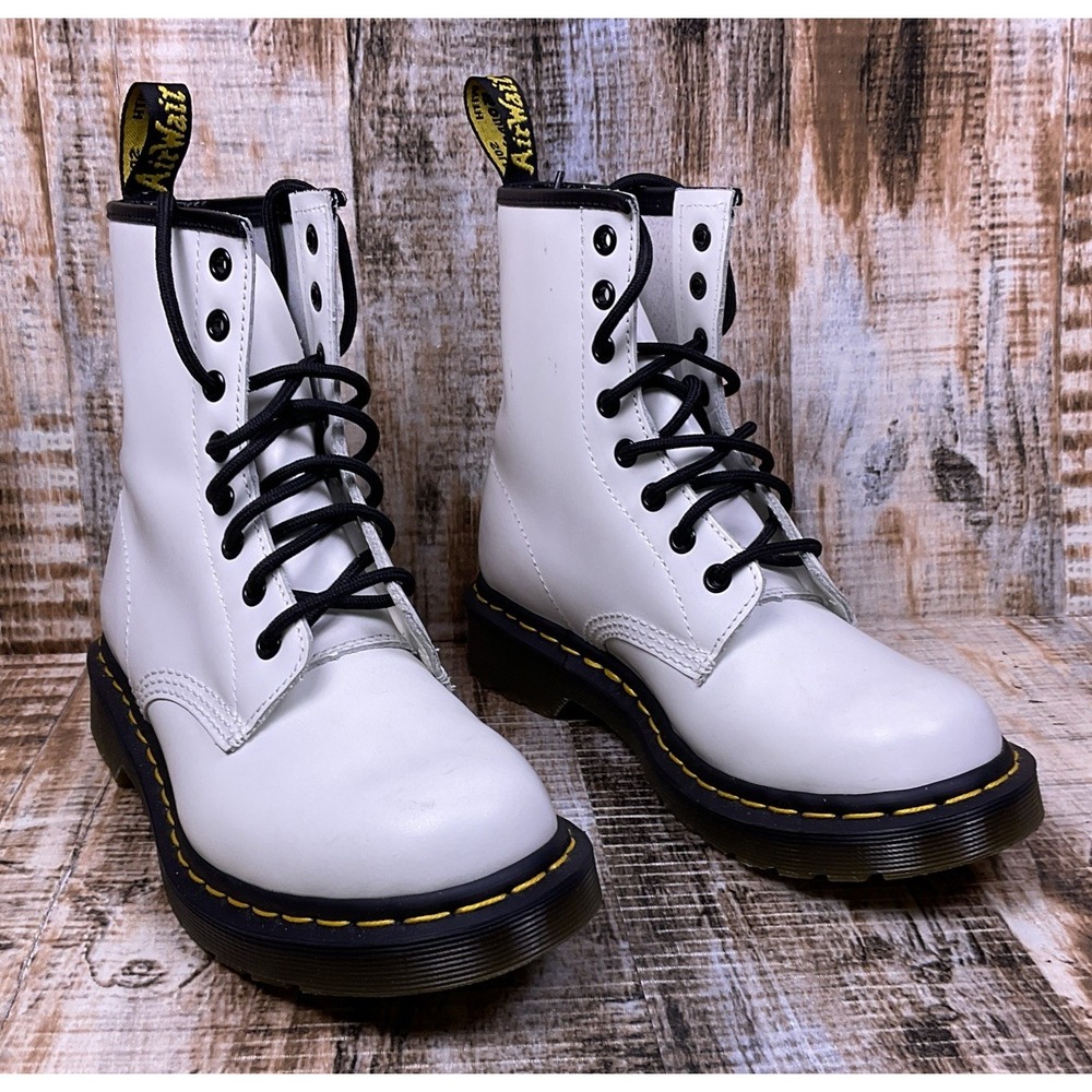 Doc Martens 1460 Combat Boots White Air Wave Women's Size 7